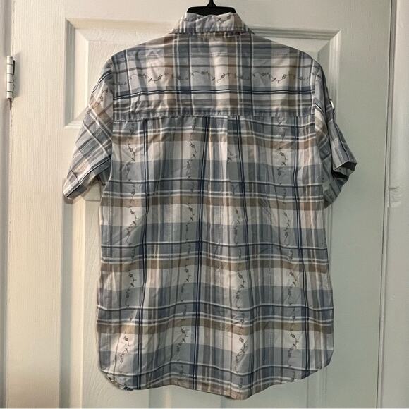 Adrian Delafield Short Sleeve Plaid Button-Down w/Vine Pattern - Size M - Picture 2 of 5